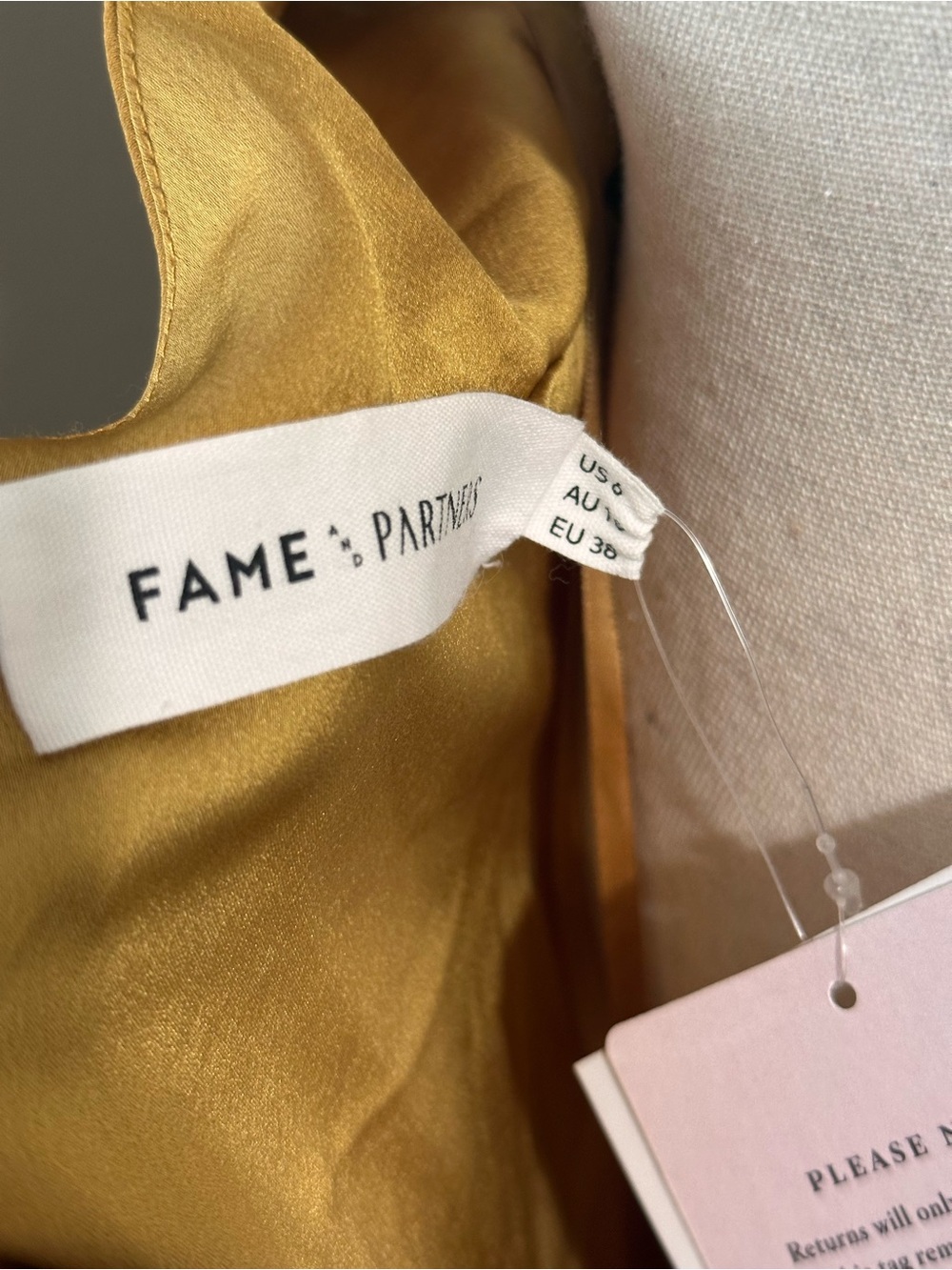 Fame and Partners Rosabel Dress Mustard Gold Satin Cowl Neck Capsule Prom Maxi - Picture 8 of 11